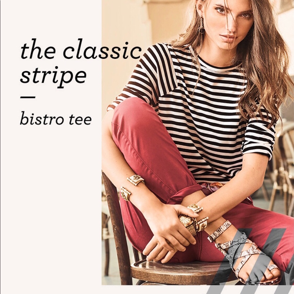 Cabi Bistro Tee black and white striped XL